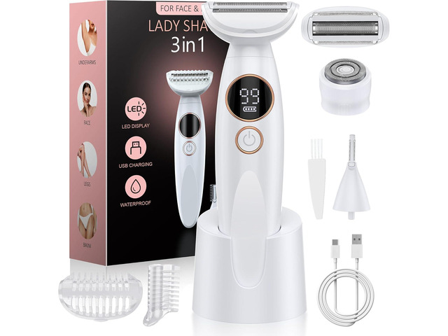 3 in 1 Bikini Trimmer for Women, Electric Razors for Women with Display, Painless Bikini Trimmer, USB Charging, Electric Shaver for Woman,Shaver...