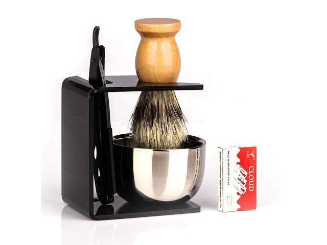 Barber Straight Razor Kit Durable Barber Straight Edge Razor Kit with 10 Double Edge Straight Razor Blades,Shaving Bowl and Stand,Shaving Brush...