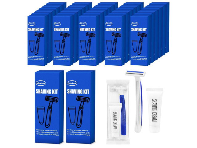 Shave Kit in Bulk Twin Blade Razors with Protective Cap,Disposable Razors in Bulk Shaving Cream for Hotel, Airbnb, Homeless, Shelter, Camping and...