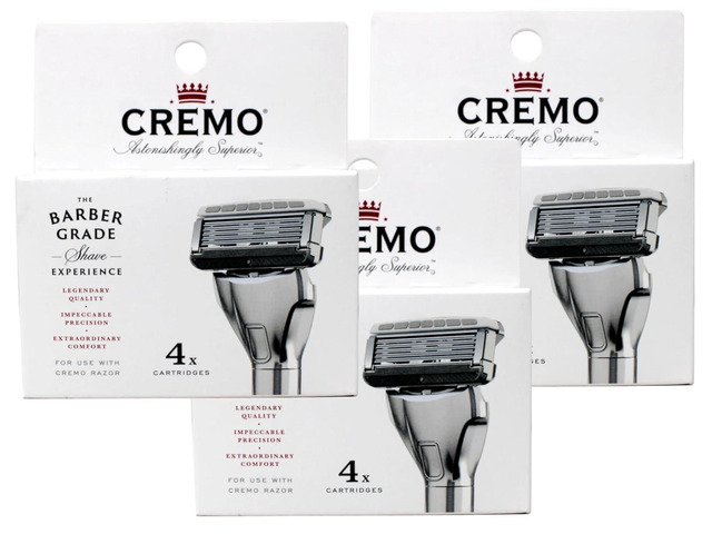 Cremo Astonishingly Superior Barber Grade Razor Refill Cartridges, 4 ct (Pack of 3)