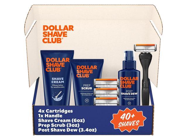 Dollar Shave Club Ultimate Set 4 Swift Rinse Refill Cartridges, 1 Handle, 1 Prep Scrub 3 ounce, 1 Shave Cream 6 ounce, 1 Post Shave Dew 3.4 ounce