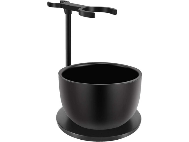 SANWA Deluxe Heavyweight Black Shaving Brush Razor Stand with Stainless Steel Soap Bowl Set,Dad Gifts,boyfriend Gifts,Husband Gifts for Him