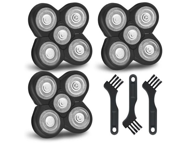 3 PCS Blades Refills for Freebird Head Shaver, 5 Blades Razor Replacement Heads Bald Men Freedom Grooming for free bird + 3 Cleaning Brush