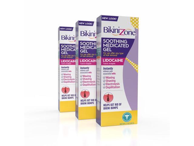 Bikini Zone Medicated After Shave Gel Lidocaine Razor Bump Relief, 1 Oz, 3 Pack