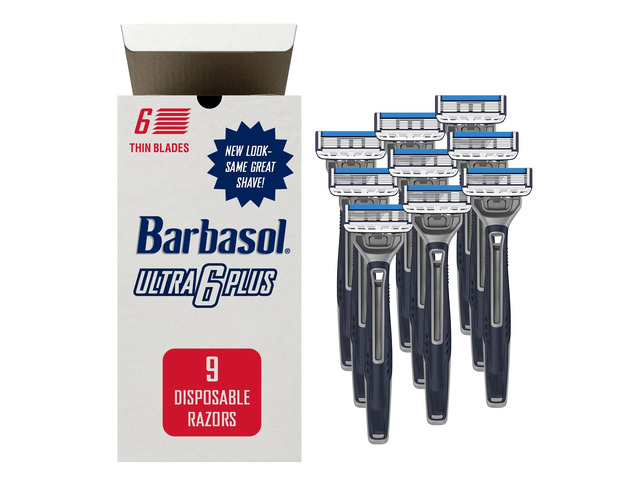 Barbasol Ultra 6 Plus Premium Disposable Razor Value Pack Bundle (3 Packs/9 Total Razors)