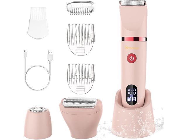 3-in-1 Electric Razor IPX7 Waterproof Bikini Trimmer Wet & Dry Use Painless Personal Trimmer Groomer for Ladies Face Body Legs Bikini Public Hairs...