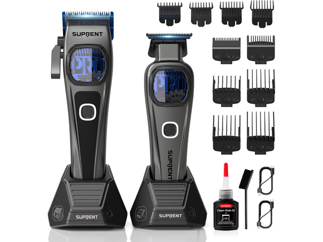 SUPRENT Professional Hair Clippers for Men - Cordless Barber Clippers & Zero-gapped Trimmer Set, Haircutting Kit with up to 10000 RPM Motor Speed,...
