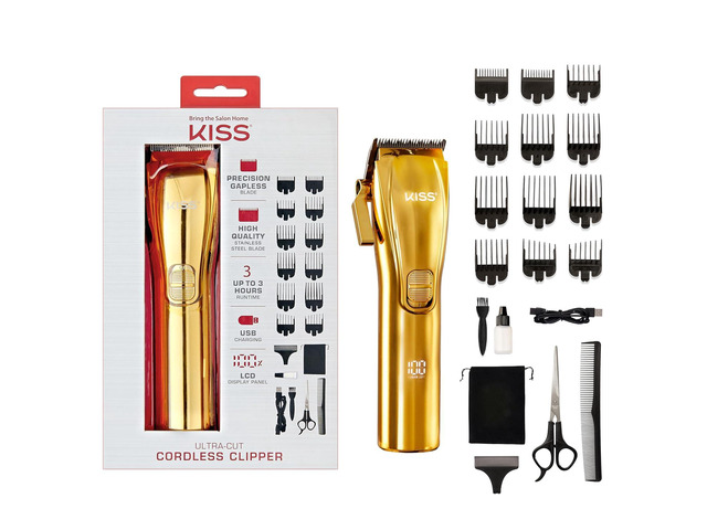 KISS Ultra-Cut Stainless Steel Blade Cordless Clipper, Hair Cutting Kit, Rechargeable Hair Clipper, USB Charging, Adjustable Taper Lever, Worldwide...