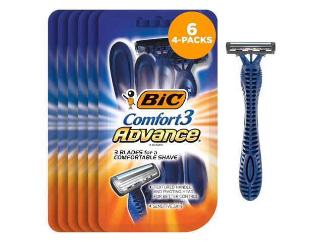 BIC Comfort 3 Advance Disposable Razors for Men, For an Ultra-Soothing and Close Shave, 4 Piece Razor Set