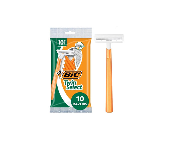 BIC Twin Select Disposable Razors; 2 Blades For a Smooth and Comfortable Shave; Sensitive Skin; Green Handle; 10 Piece Razor Set