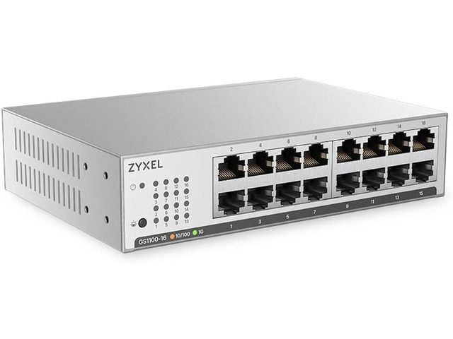Zyxel 16 Port Network Ethernet Switch Unmanaged Gigabit GS1100-16
