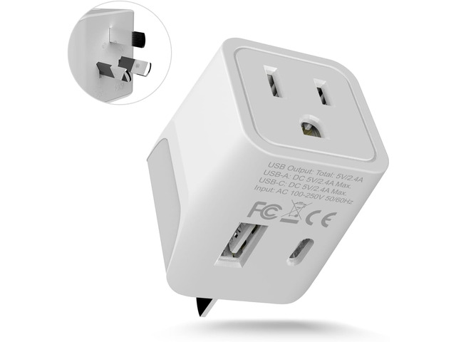 Ceptics Australia Plug Adapter - USA Input + USB-A & USB-C, Type I Adapter