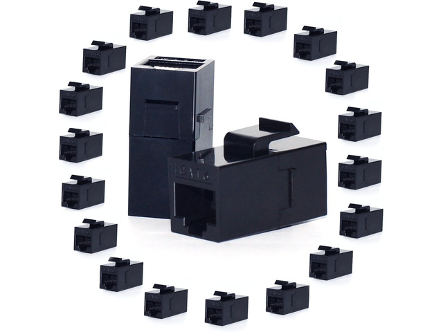 20 Pack RJ45 Cat6 Keystone Coupler, Black
