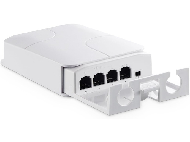 MokerLink Outdoor 4 Port PoE Switch/Extender, IEEE 802.3 af/at PoE Repeater, 10/100Mbps, 1 PoE in 3 PoE Out, Wall Mount Waterproof POE Passthrough...