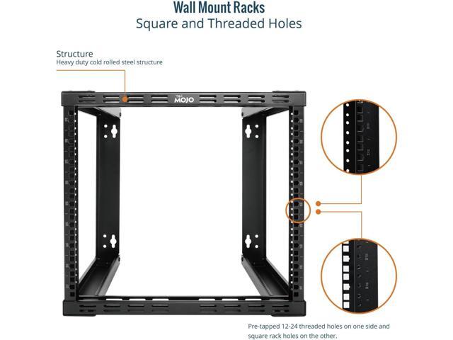 9U Wall Mount Rack, Wall Mount Network Rack 15.8in Depth, Open Frame Server Rack for 19in IT/AV/Data/Home Equipment, Black