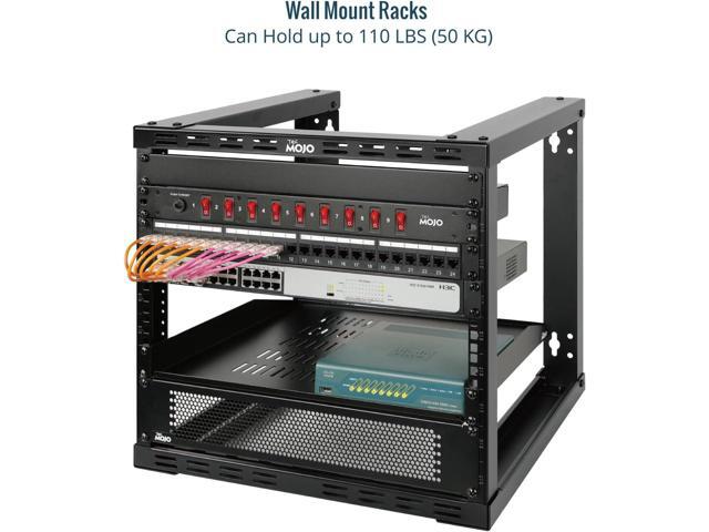 9U Wall Mount Rack, Wall Mount Network Rack 15.8in Depth, Open Frame Server Rack for 19in IT/AV/Data/Home Equipment, Black