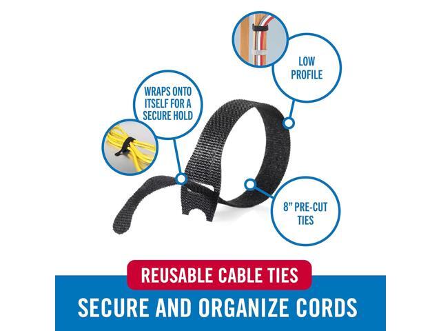 VELCRO Brand 150pk Cable Ties Value Pack Replace Zip Ties with Reusable Straps, Reduce Waste For Wire Management and Cord Organizer 8 x 1/2...