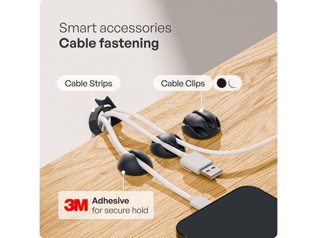 PAMO Cable Management Under Desk for Easy mounting Under-Table I Set of 3 - with 10X Cable Ties I Desk Organizer for Office/Home Office Table...