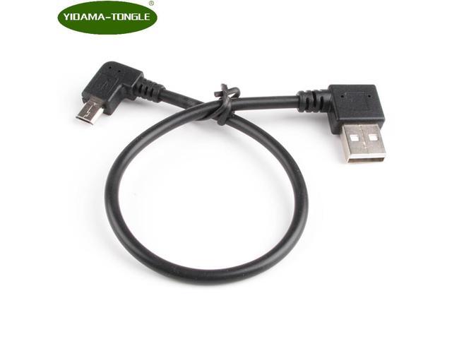 28cm Left Angle USB 2.0 Male To 90 Degree Right Angle Micro USB 5 Pin Male Cable Cord Adapter Connector Converter