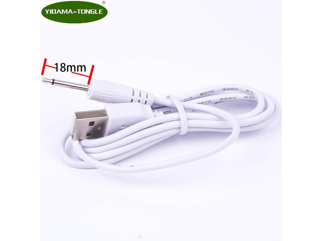 USB to DC 2.5mm Audio Jack Adapter Cable DC Power 2 Pole 18mm Long jack Cord Whi