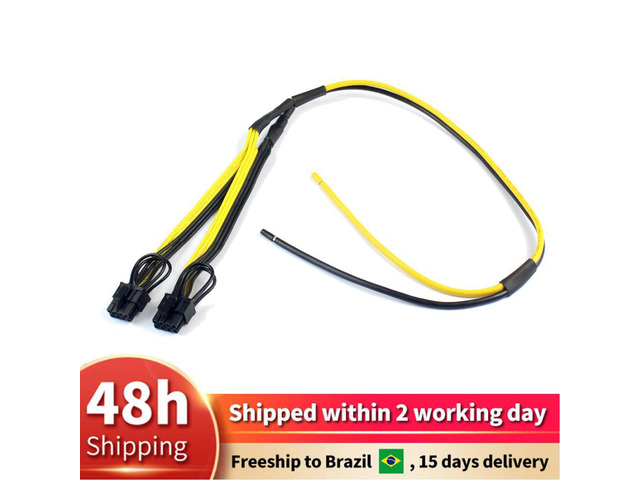1PCS Dual PCIe PCI-E Graphic Video Card 8pin 6+2pin DIY Splitter Power Cable Cord for Litecoin RIG Miner 12AWG+18AWG