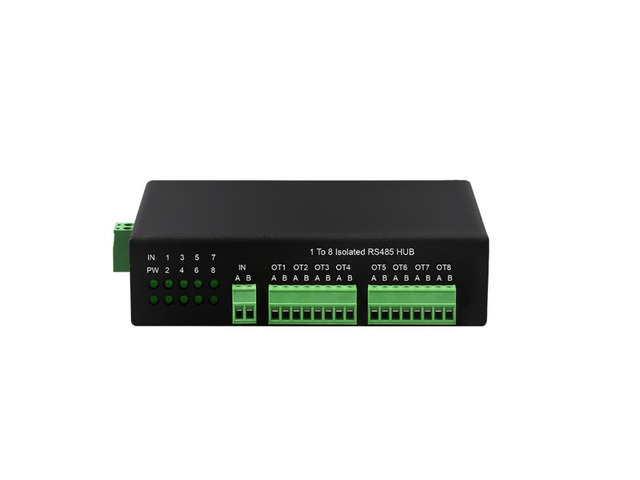 DIEWU 8-Port RS485 serial isolation 8 way RS485 HUB Photoelectric isolation Splitter Plug & Play 2 way Communication Industrial