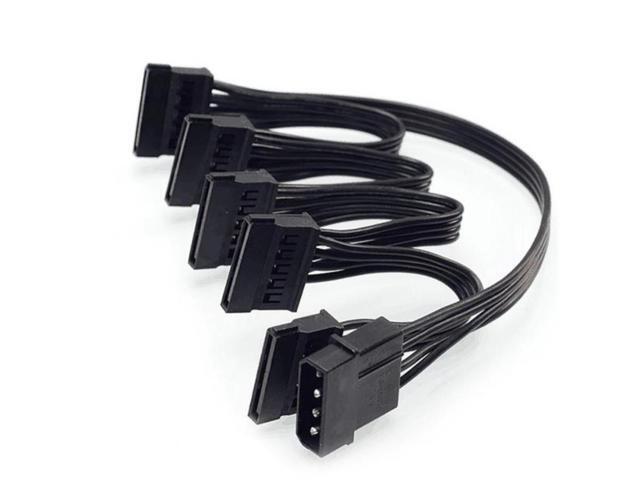 4Pin 1 to 5 IDE SATA 15Pin Hard Drive Power Supply Splitter Cable Cord for PC