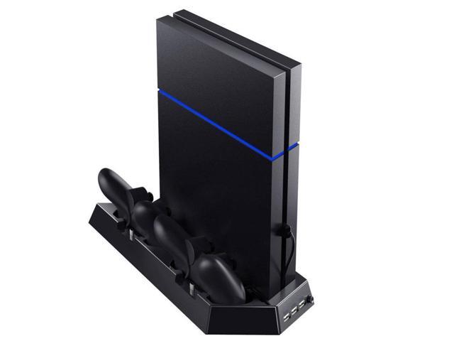 Console Holder Fan Cooler Gamepad Handles Charger USB Hub + Joystick Cap for PS4