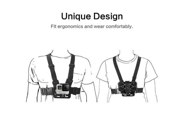 Mobile Phone Chest Strap Belt for BODY HARNESS Phone Clip Mount for Go Pro Hero 10/9/8/7/6/5/4/3+/3/2/1 Chest Harness Mo