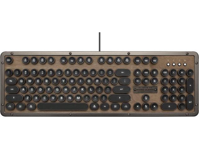 Azio Retro Classic USB (Elwood) - Wired Vintage Backlit Mechanical Keyboard for PC, Walnut Wood (MK-RETRO-W-01-US)