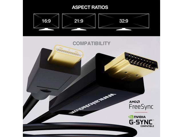 USB C TO HDMI 2.0 CABLE 4K 60HZ HDR 2K 144HZ 6FT CABLE FOR MONITORS, TVS, PCS, MACBOOKS, PROJECTORS THUNDERBOLT COMPATIBLE