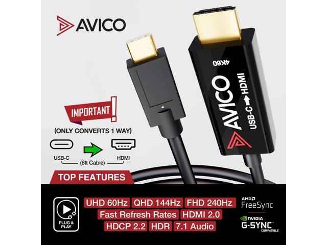 USB C TO HDMI 2.0 CABLE 4K 60HZ HDR 2K 144HZ 6FT CABLE FOR MONITORS, TVS, PCS, MACBOOKS, PROJECTORS THUNDERBOLT COMPATIBLE