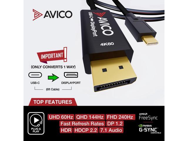 USB C TO DISPLAYPORT 1.2 CABLE 4K 60HZ HDR 2K 144HZ ACTIVE FOR MONITORS, TVS, PCS, MACBOOKS, PROJECTORS THUNDERBOLT 3 COMPATIBLE