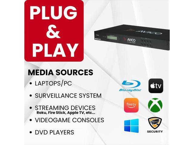 Avico 4x4 Matrix Switch/Splitter (4 Inputs, 4 Outputs) with WebGui Remote Control Supports 4Kx2K@60Hz 4:4:4 & 1080p HDMI 2.0, HDCP 2.2, EDID...