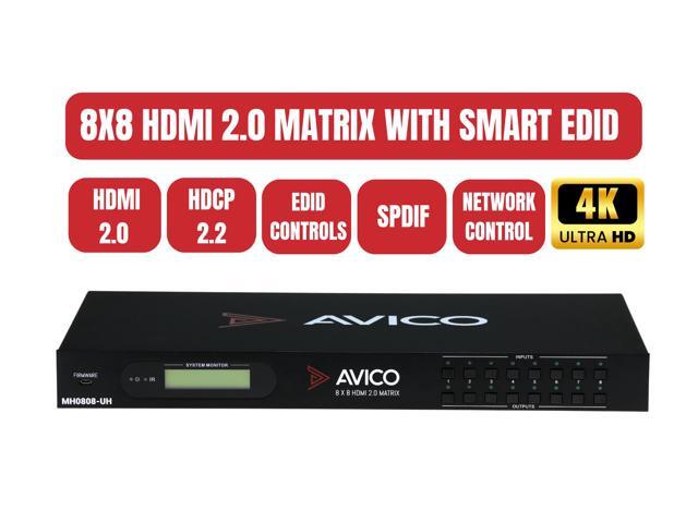 Avico 8x8 Matrix Switch/Splitter 8 Inputs - 8 Outputs with Home Assistant Control Supports 4Kx2K@60Hz 4:4:4 & 1080p HDMI 2.0, HDCP 2.2, EDID...