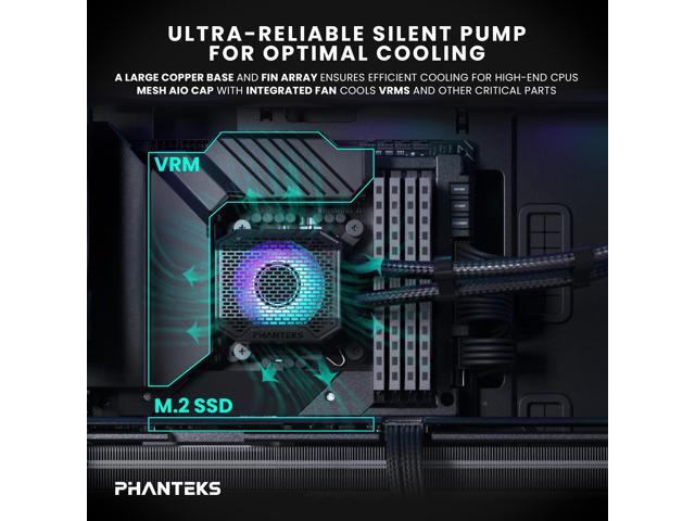 Phanteks Glacier One 360M25 G2 AIO Liquid CPU Cooler, Black, RGB Pump Cap Design, 3x 120mm M25 G2 PWM RGB Fans, for Intel LGA 1700, 1851, 1200,...