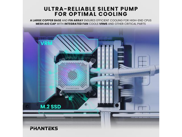 Phanteks Glacier One 360M25 G2 AIO Liquid CPU Cooler, White, RGB Pump Cap Design, 3x Performance 120mm M25 G2 PWM RGB Fans, for Intel LGA 1700,...