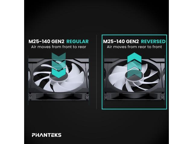 Phanteks M25-140 Gen2 Reversed Blade, 140mm ARGB High Performance Cooling Fans, Daisy-chain Unified Fan Frame, Infinity Mirror hub, single cable...