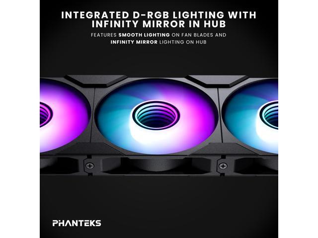 Phanteks M25-120 Gen2 Reversed Blade, 120mm ARGB High Performance Cooling Fans, Daisy-chain Unified Fan Frame, Infinity Mirror hub, single cable...