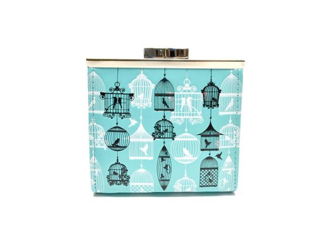 Shagwear Vintage Bird Cages Small Aqua Blue Coin Purse Wallet