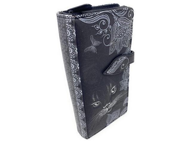 Shagwear Shadow Cat Large Black Zipper Wallet