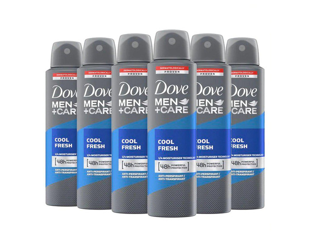 Dove Men+Care Cool Fresh 48 HR Antiperspirant Spray for Men 150ml - Pack of 6