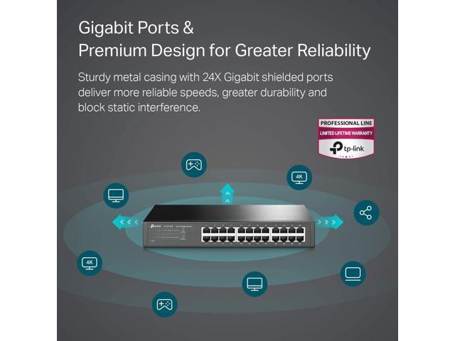 TP-Link 24 Port Gigabit Ethernet Switch Desktop/ Rackmount Limited Lifetime Protection Plug & Play Shielded Ports Sturdy Metal Fanless...