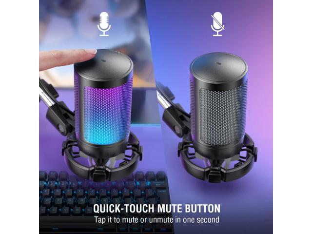 FIFINE Gaming PC USB Microphone, Podcast Condenser Mic with Boom Arm, Pop Filter, Mute Button for Streaming, Twitch, Online Chat, RGB Computer Mic...