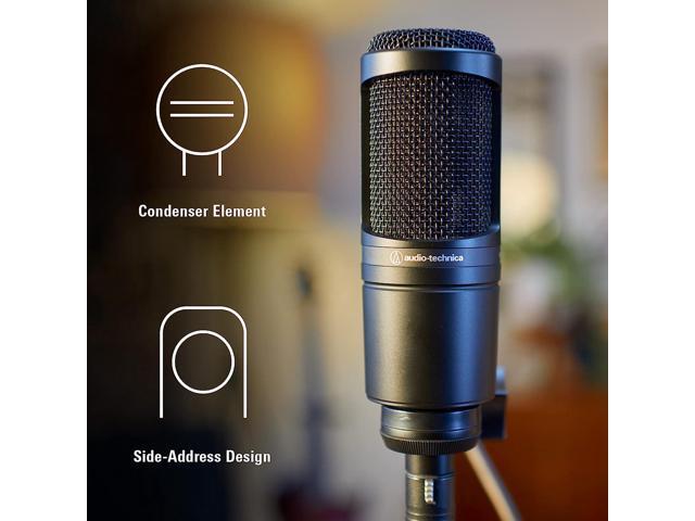 Audio-Technica AT2020 Cardioid Condenser Studio XLR Microphone, Ideal for Project/Home Studio Applications,Black