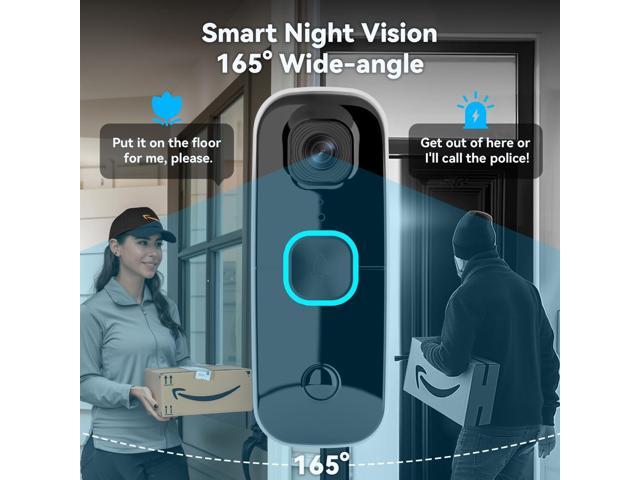 Swann - Buddy 4K UHD Wireless Video Doorbell & Chime, No Monthly Fee, Ultra-Wide 165° View, 2-Way Audio, Night Vision - White - image 4