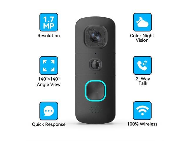 Swann - EVO HD Wi-Fi Video Doorbell: Wired or wire-free, motion detection, night vision, 2-way talk, local/cloud storage - Black - image 3