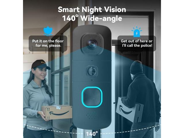 Swann - EVO HD Wi-Fi Video Doorbell: Wired or wire-free, motion detection, night vision, 2-way talk, local/cloud storage - Black - image 4