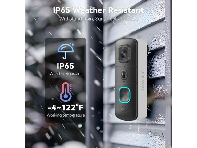 Swann - EVO HD Wi-Fi Video Doorbell: Wired or wire-free, motion detection, night vision, 2-way talk, local/cloud storage - Black - image 5
