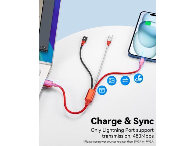 KEHIPI [3Pack 1Ft] Multi Charging Cable, Short Multi Charger Cable, 3 in 1 Braided Universal Multiple USB Cable Charging Cord Adapter with...